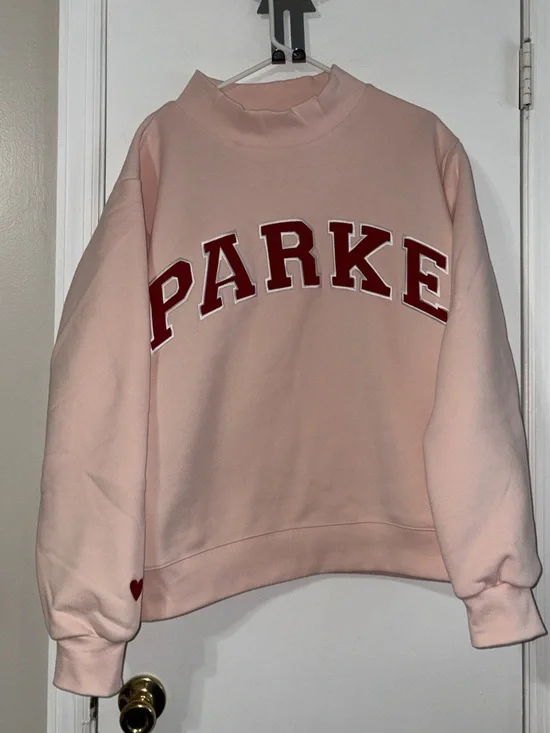 Parke Valentine's Varsity Mockneck - Peony + Crimson L / XL NEW - Picture 2 of 7